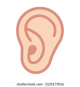 Ear emoji icon flat isolated on white background