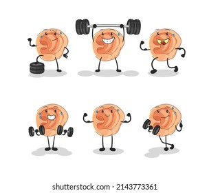 ear exercise set character. cartoon mascot vector