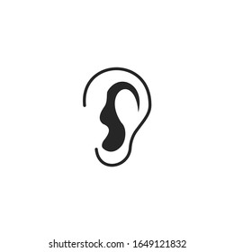 señal de vector de salida del oído aislado para diseño gráfico y web. color de plantilla de símbolo de salida del oído editable en fondo blanco.