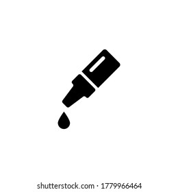 Ear or Eye Drop, Medical Dropper Bottle. Flat Vector Icon illustration. Simple black symbol on white background. Ear Eye Drop Medical Dropper Bottle sign design template for web and mobile UI element