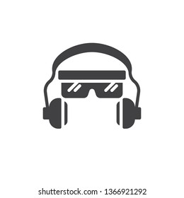 Ear and eye protection vector icon. Safety glasses and earphones filled flat sign for mobile concept and web design. Ear plugs and goggles glyph icon. Mandatory symbol, logo illustration. 