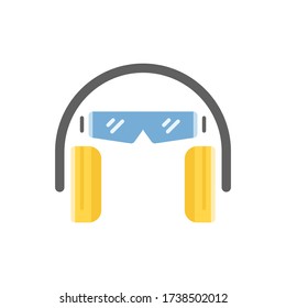 Ear and eye protection vector icon symbol isolated on white background