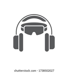 Símbolo de icono del vector de protección de ojos y oídos aislado en fondo blanco