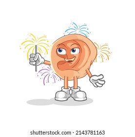 ear with fireworks mascot. cartoon vector