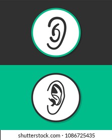 Ear flat design illustration. Simple vector icon.