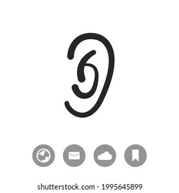 Ear flat design illustration. Simple vector icon.