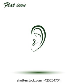 Ear flat icon. 