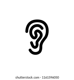 Ear. Flat Vector Icon illustration. Simple black symbol on white background. Ear sign design template for web and mobile UI element