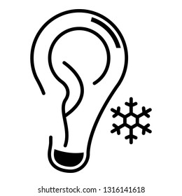 Ear frostbite icon. Outline ear frostbite vector icon for web design isolated on white background