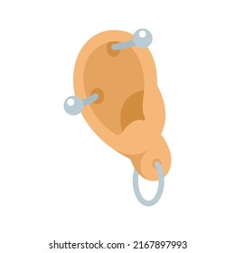 Ear full piercing icon. Flat illustration of ear full piercing vector icon isolated on white background