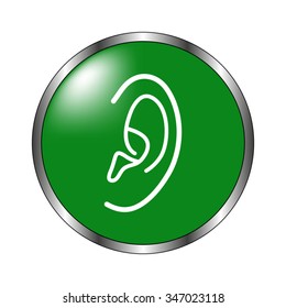 Ear - green vector icon