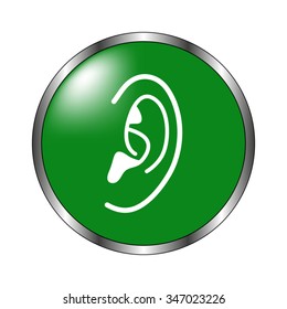 Ear - green vector icon