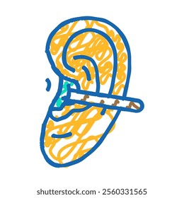 ear hair removal doodle icon sketch vector. ear hair removal sign. isolated symbol illustration