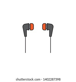 in ear headphones vector icon, isolated on white background