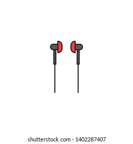 in ear headphones vector icon, isolated on white background