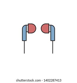 in ear headphones vector icon, isolated on white background