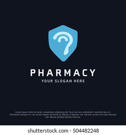 ear health logo, abstract vector logo design template icon of company identity symbol concept for therapy service, pharmacy, hospital, medical clinic or any natural health care business