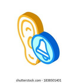 ear hear bell sound isometric icon vector. ear hear bell sound sign. isolated symbol illustration