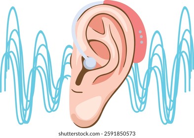 An ear with a hearing aid