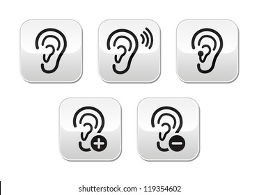 Ear hearing aid deaf problem buttons set