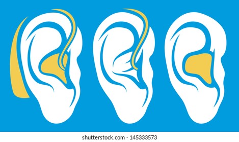 ear hearing aid deaf problem icons collection 