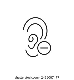 Ear hearing aid deaf problem icon, isolated on white background. vector illustration