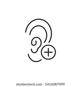 Ear hearing aid deaf problem icon, isolated on white background. vector illustration