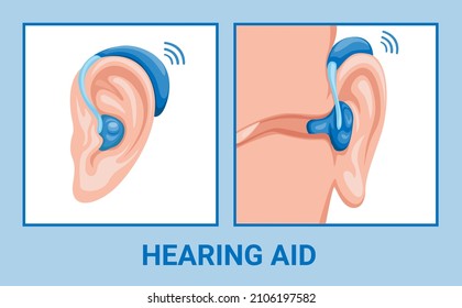 Ear hearing aid device symbol set illustration vector