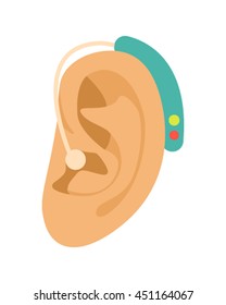 Ear Hearing Aid icon in cartoon style isolated on white background. flat vector illustration