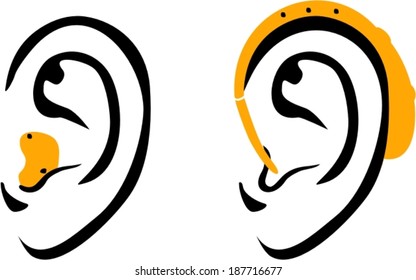 Ear hearing aid icons 