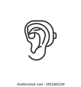 Ear hearing aid line icon. linear style sign for mobile concept and web design. Hearing aid outline vector icon. Symbol, logo illustration. Vector graphics