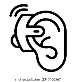 Ear hearing aid line icon, disability concept, ear and hearing aid sign on white background, deaf aid icon in outline style mobile concept web design. Vector graphics.