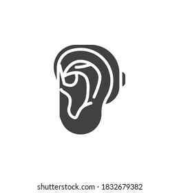 Ear hearing aid vector icon. filled flat sign for mobile concept and web design. Hearing aid glyph icon. Symbol, logo illustration. Vector graphics