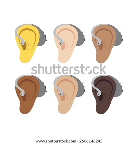 Ear with hearing aid vector illustration emoji