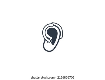 Ear with Hearing Aid Vector Isolated Emoticon. Ear with Hearing Aid Icon