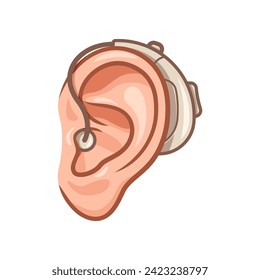 Ear with hearing Aid vector isolated on white background.