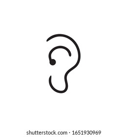 oreja, icono de la línea auditiva, ilustración del logotipo del vector de contorno, pictograma lineal aislado en blanco