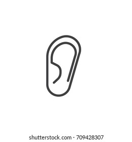 Ear, hearing line icon, outline vector sign, linear style pictogram isolated on white. Symbol, logo illustration. Editable stroke