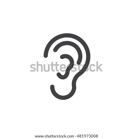 ear, hearing line icon, outline vector logo illustration, linear pictogram isolated on white