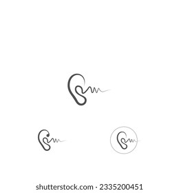 Vector de plantilla de diseño creativo del logotipo de audición de oídos