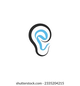 Vector de plantilla de diseño creativo del logotipo de audición de oídos