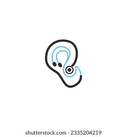 Vector de plantilla de diseño creativo del logotipo de audición de oídos