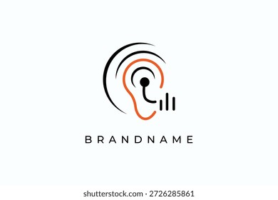  Ear hearing logo design template vector illustration.