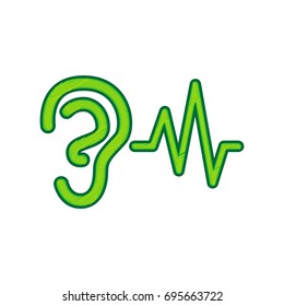 Ear hearing sound sign. Vector. Lemon scribble icon on white background. Isolated