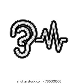 Ear hearing sound sign. Vector. Flat style black icon on white.