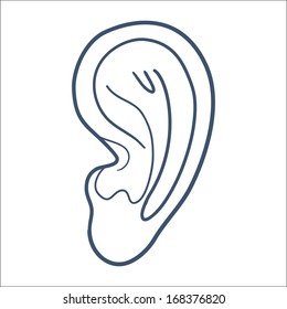 Ear hearing symbol. Sketch vector element for medical or health care design