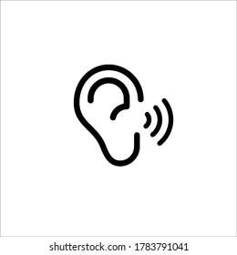 Colección de iconos del vector de audición de oído de oído.