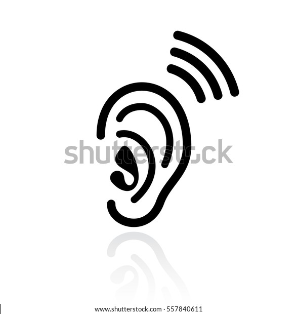 白い背景に耳の聞こえるベクター画像アイコンイラスト 耳を傾けるアイコン のベクター画像素材 ロイヤリティフリー