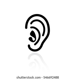 Ear hearing vector icon isolated on white background