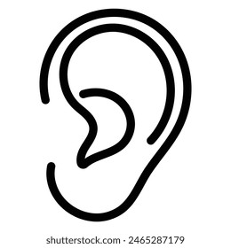 Ear, hearing vector icon. Line, glyph version, outline and filled sign. Human ear organ linear and full pictogram. Symbol, logo.